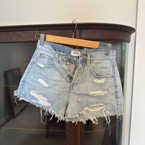 Pistola Faded Blue Ripped Jean Shorts
